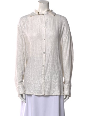Iro Sequin Long Sleeve Button-Up Top