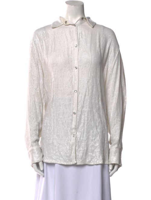 Iro Sequin Long Sleeve Button-Up Top