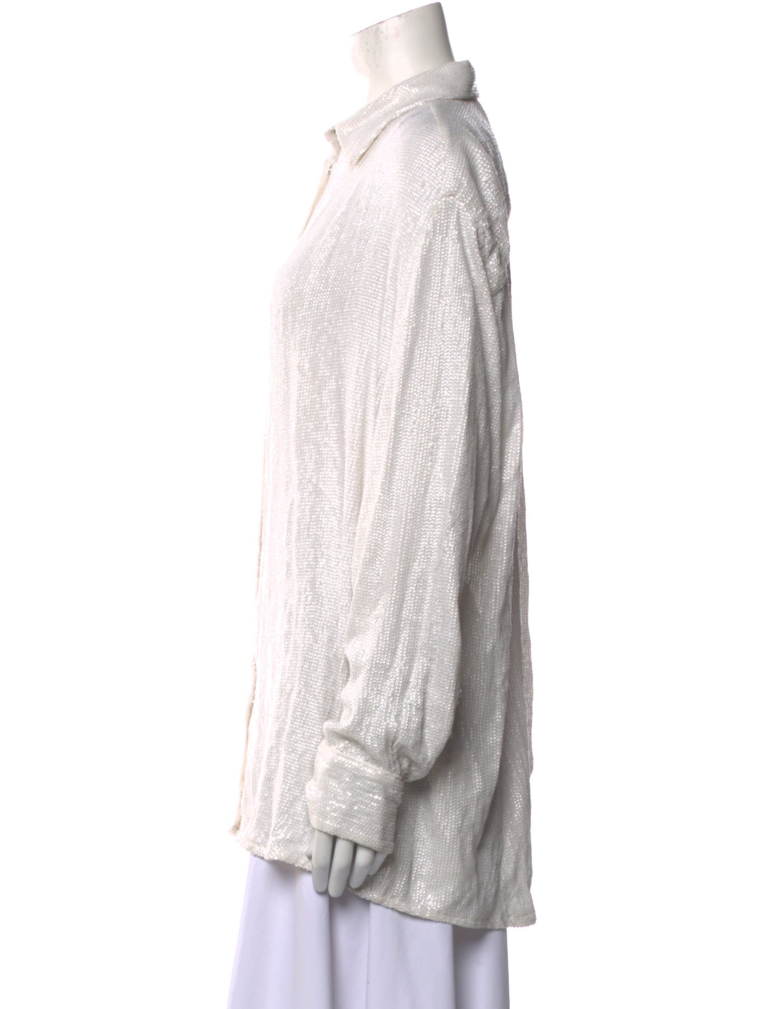Iro Sequin Long Sleeve Button-Up Top