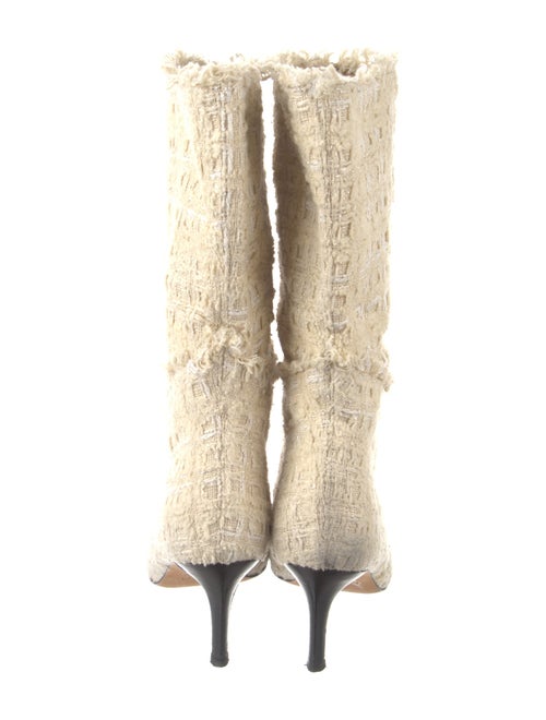 Iro Tweed Pattern Raw-Edge Trim Boots