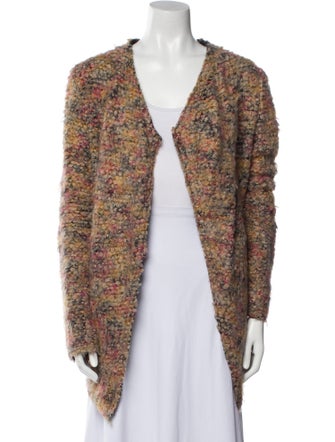 Iro Tweed Pattern Open Front Sweater