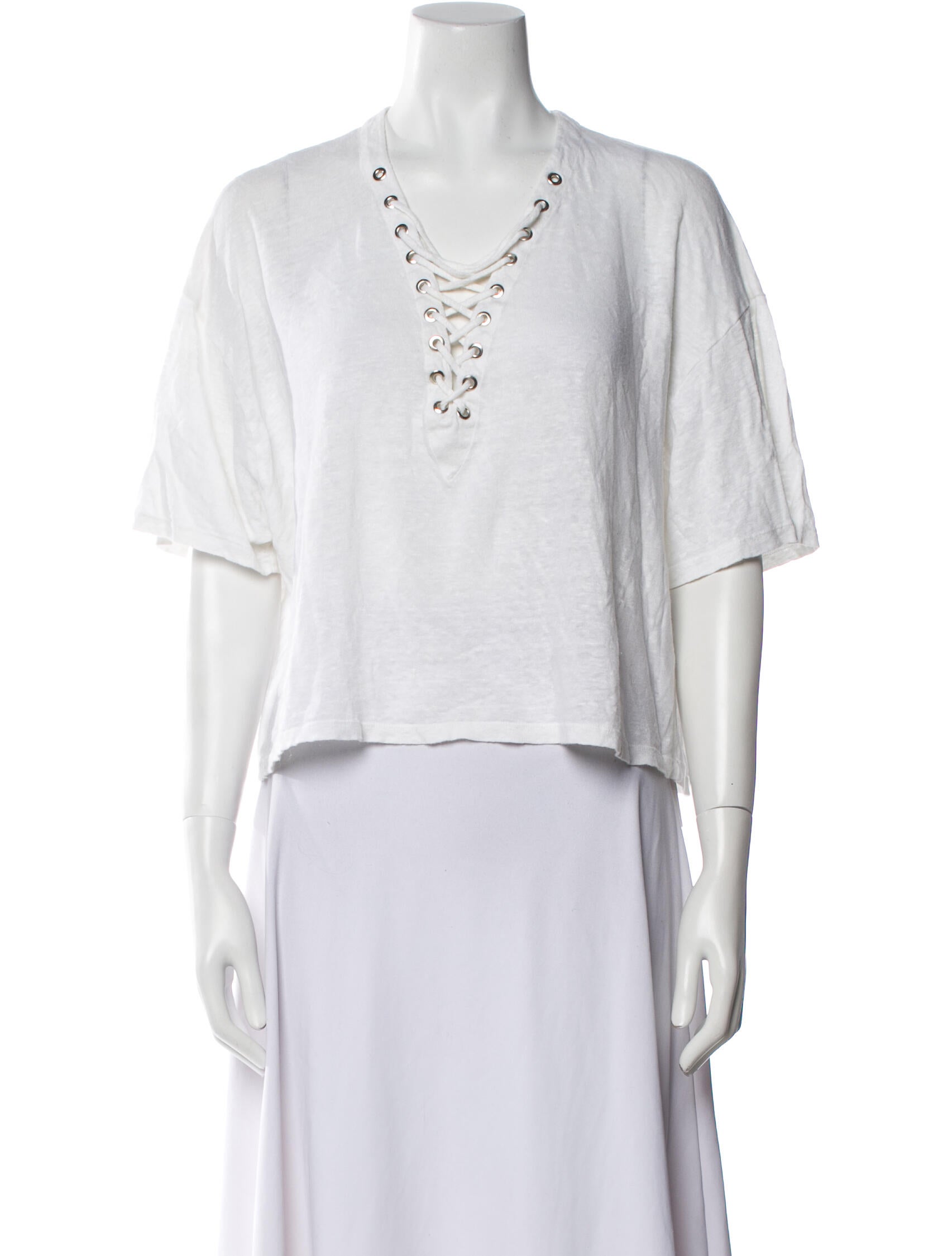 Iro Linen V-Neck Crop Top