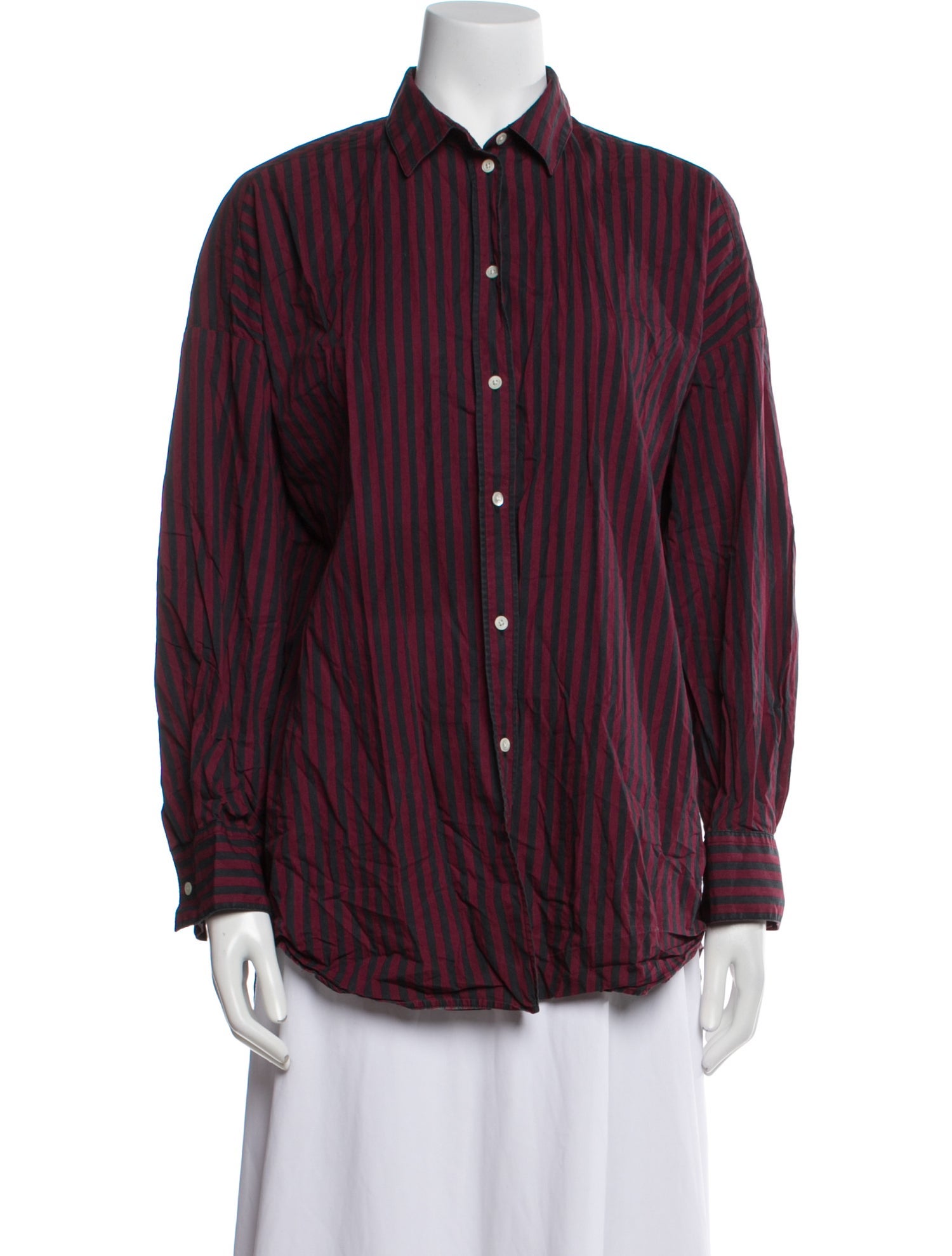 Iro Striped Long Sleeve Button-Up Top