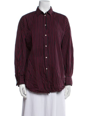 Iro Striped Long Sleeve Button-Up Top