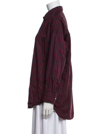 Iro Striped Long Sleeve Button-Up Top