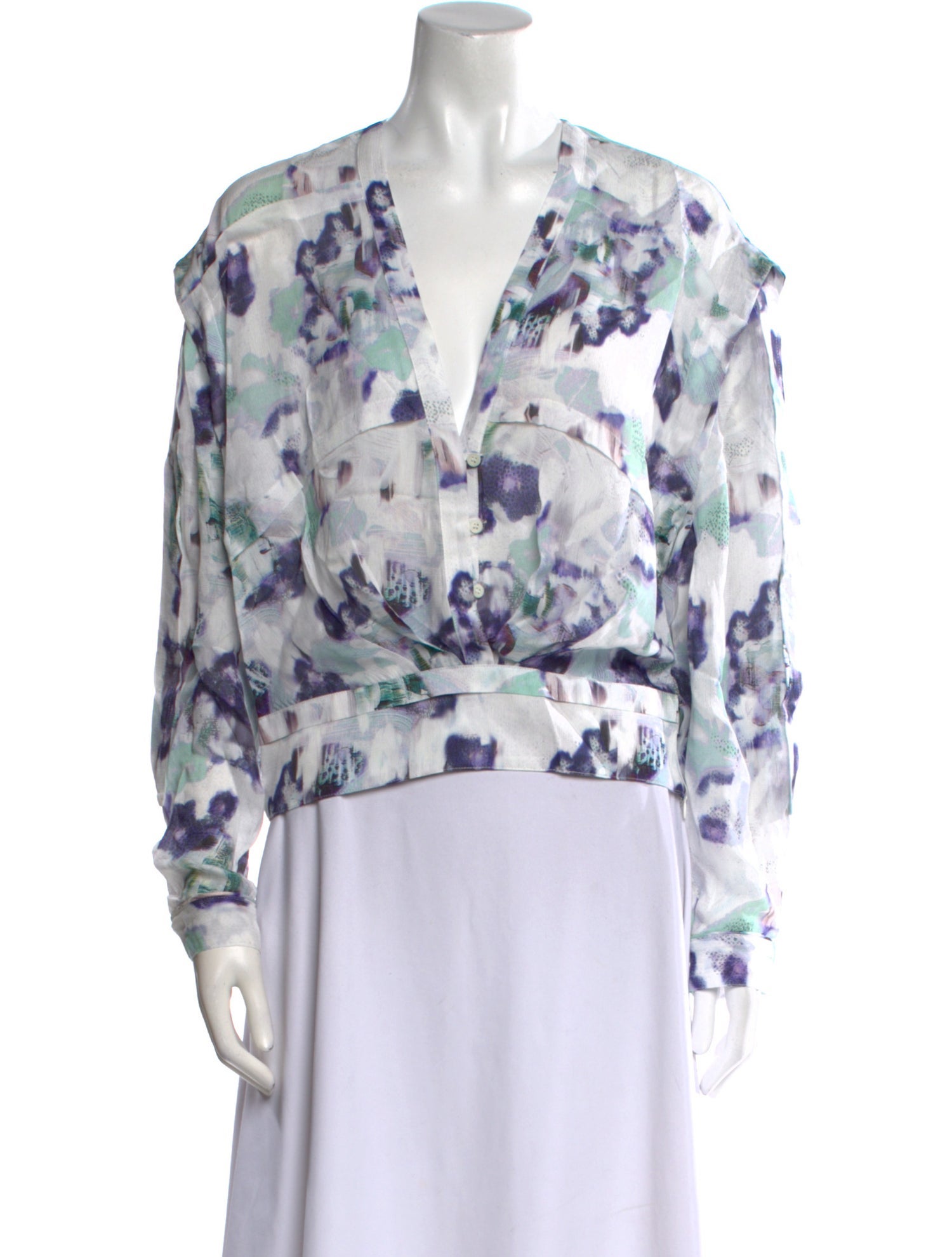 Iro Printed V-Neck Blouse w/ Tags