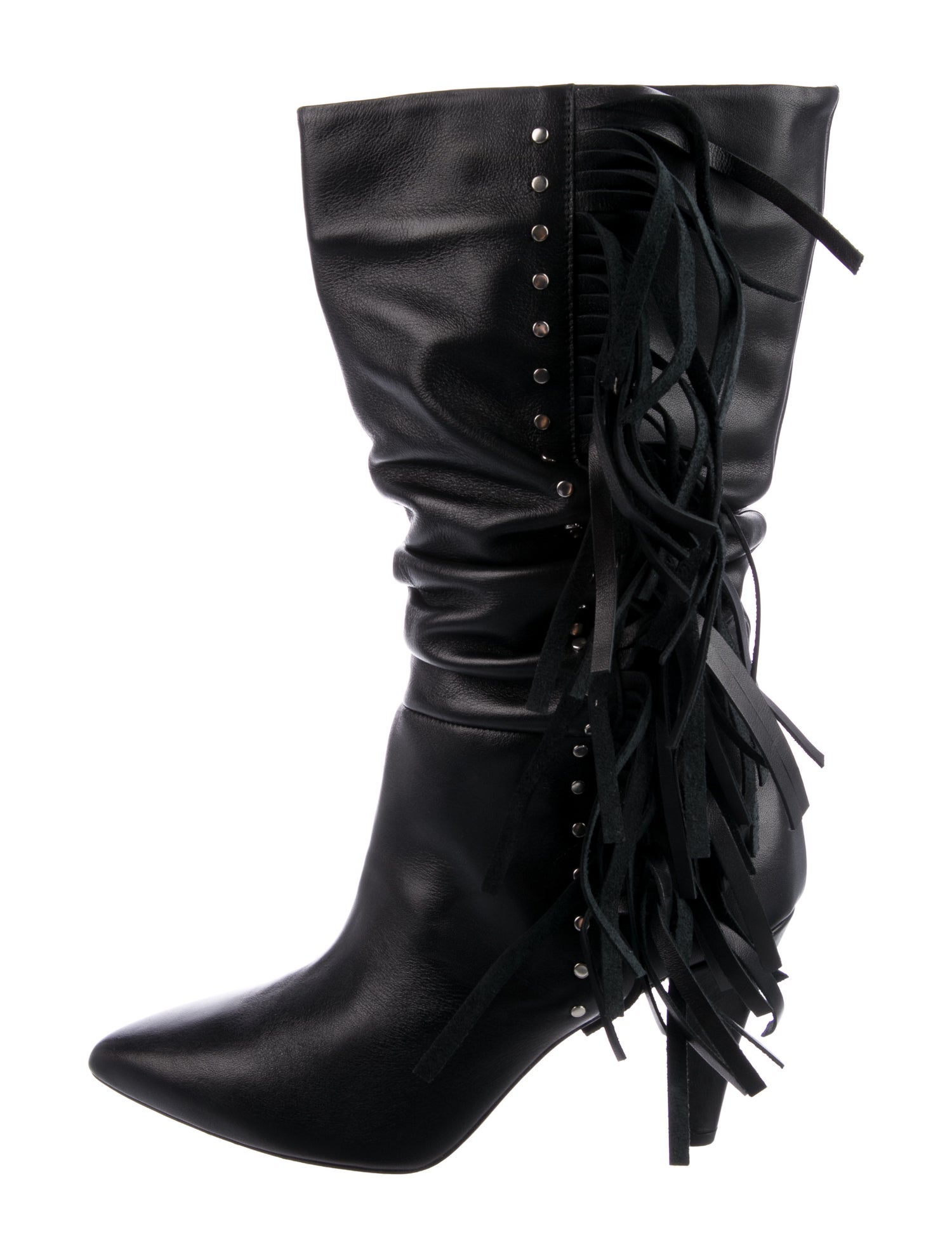 Iro Leather Fringe Trim Accent Combat Boots