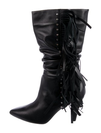 Iro Leather Fringe Trim Accent Combat Boots