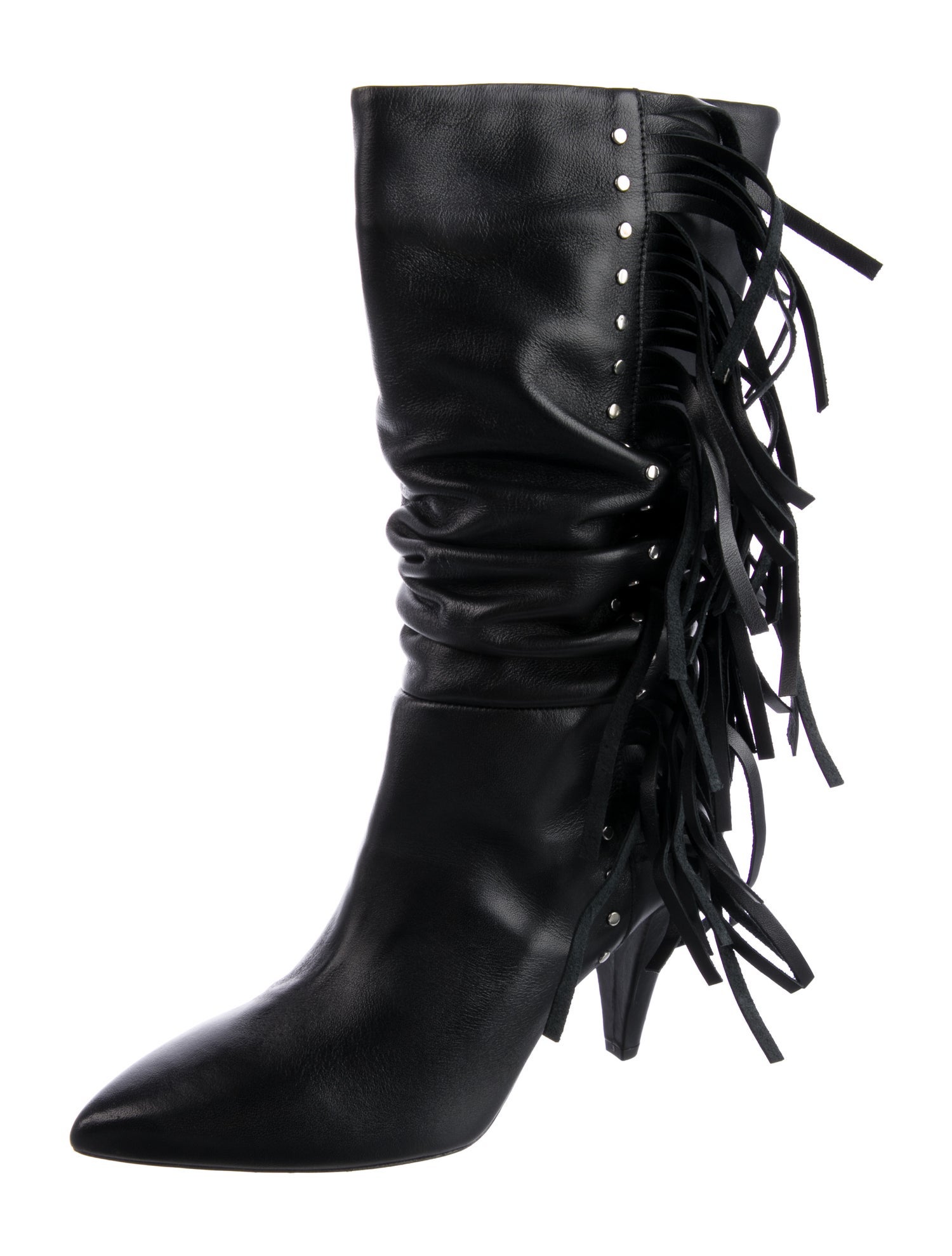 Iro Leather Fringe Trim Accent Combat Boots