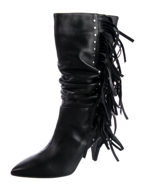 Iro Leather Fringe Trim Accent Combat Boots