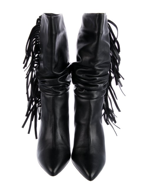 Iro Leather Fringe Trim Accent Combat Boots
