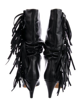 Iro Leather Fringe Trim Accent Combat Boots