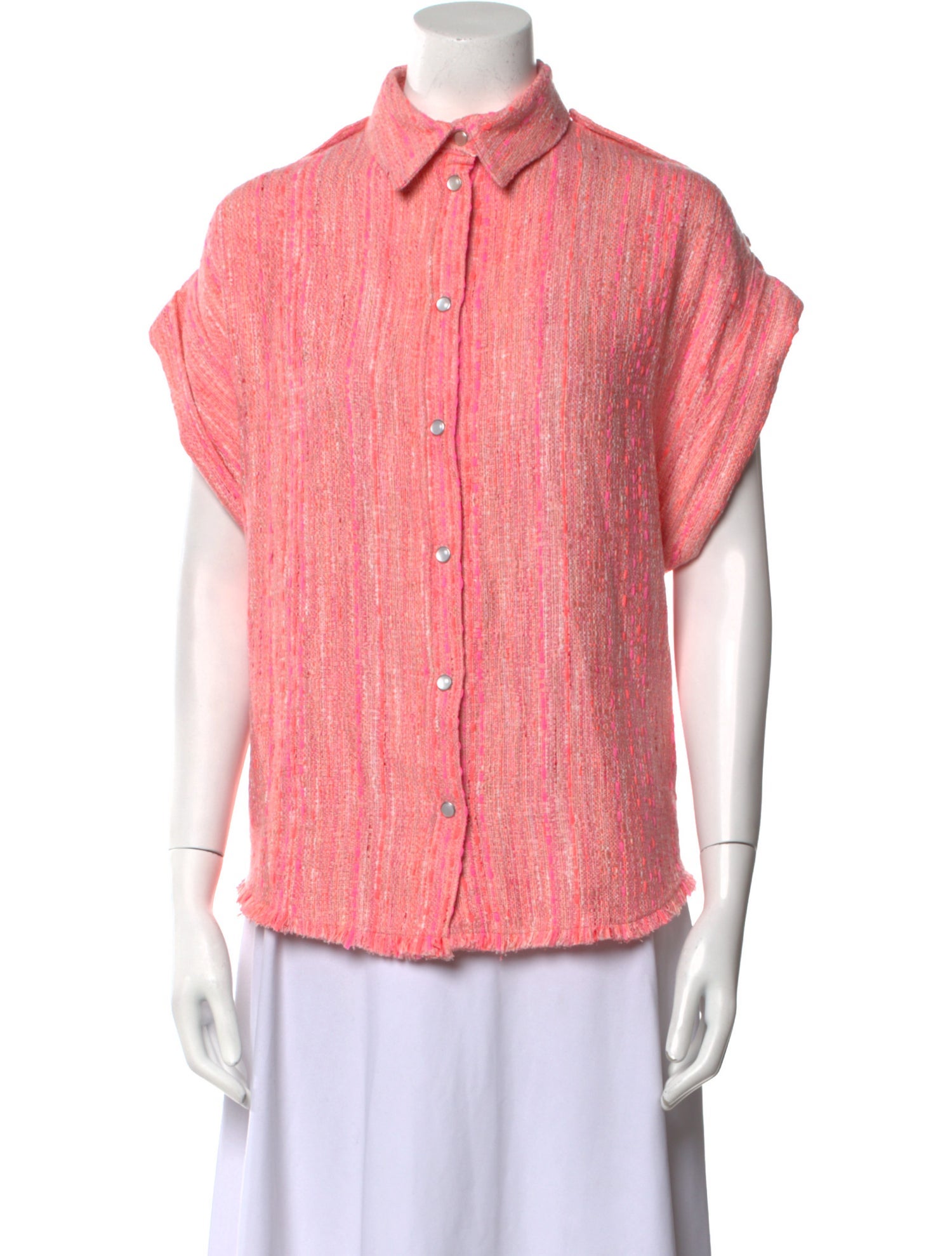 Iro Printed Short Sleeve Button-Up Top