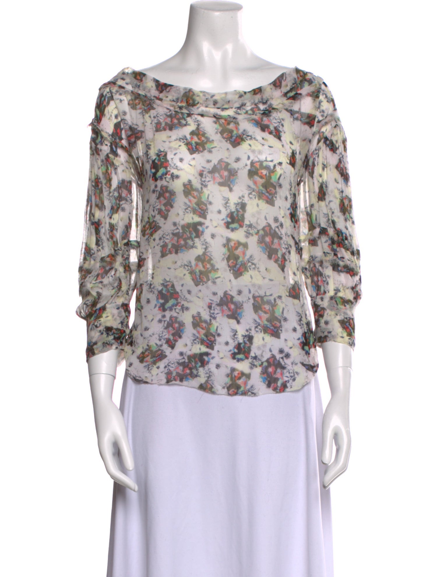 Iro Floral Print Bateau Neckline Blouse