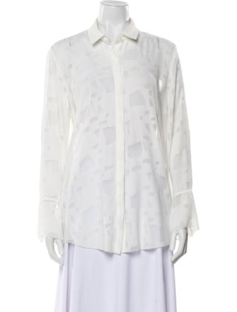 Iro Lace Pattern Long Sleeve Button-Up Top