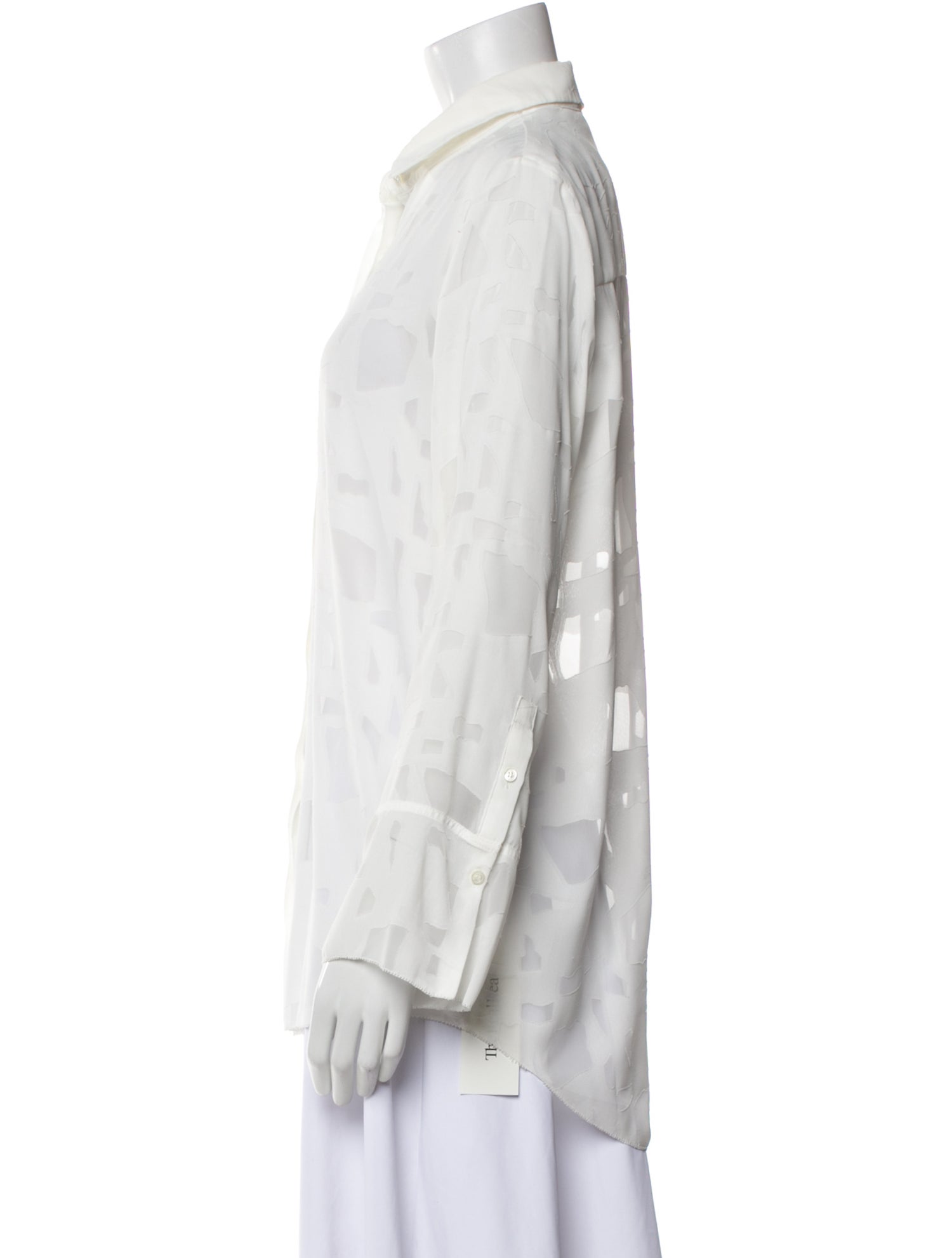 Iro Lace Pattern Long Sleeve Button-Up Top