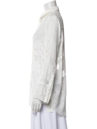 Iro Lace Pattern Long Sleeve Button-Up Top