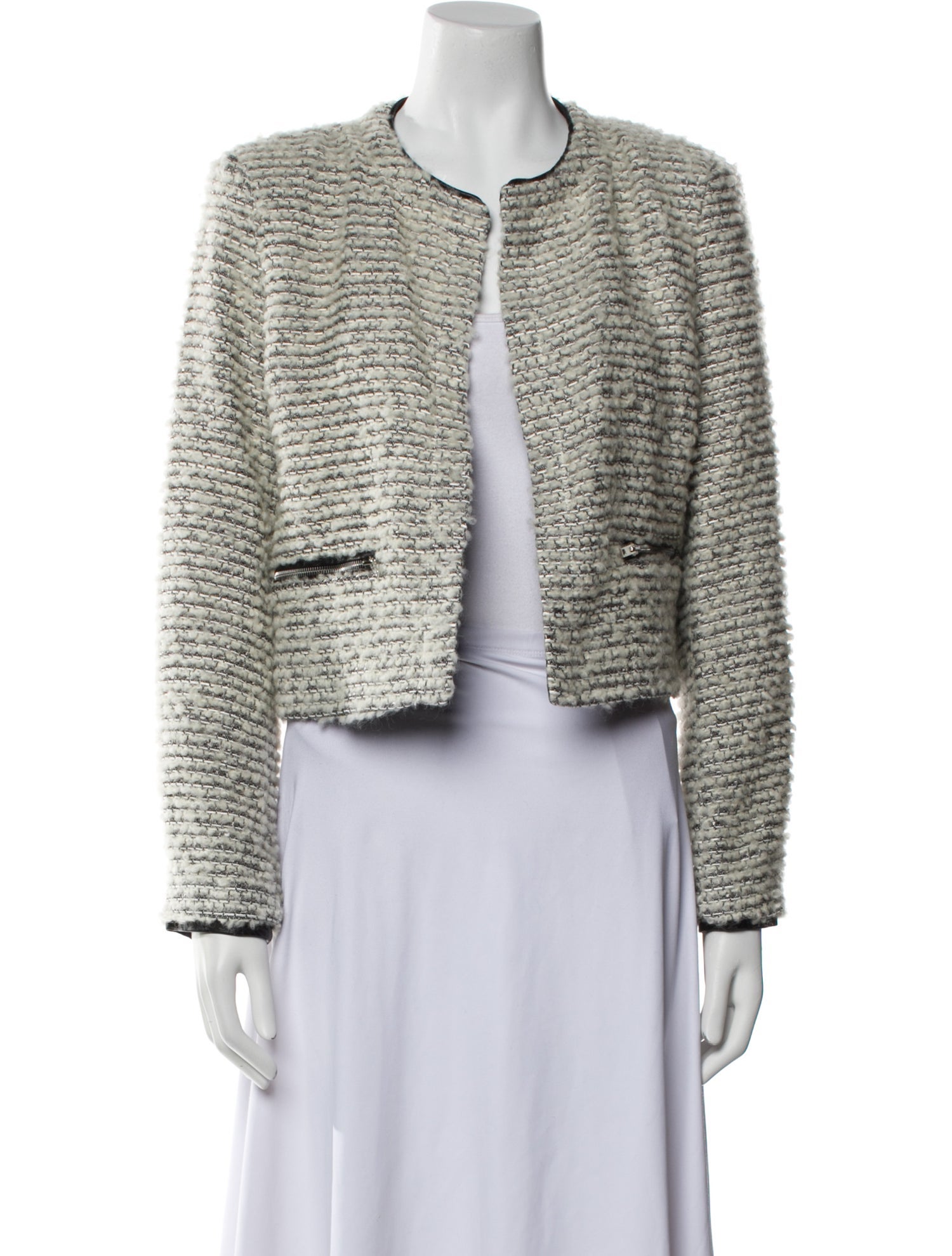 Iro Tweed Pattern Fur Jacket w/ Tags