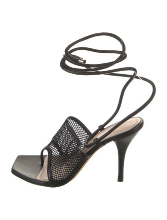 Iro Mesh Leather Trim Embellishment Sandals