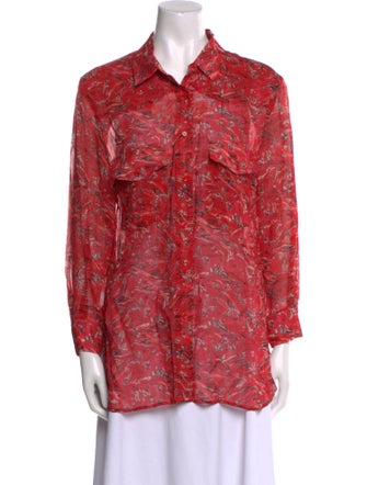 Iro Printed Long Sleeve Button-Up Top