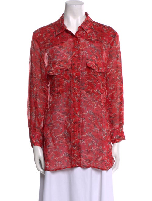 Iro Printed Long Sleeve Button-Up Top