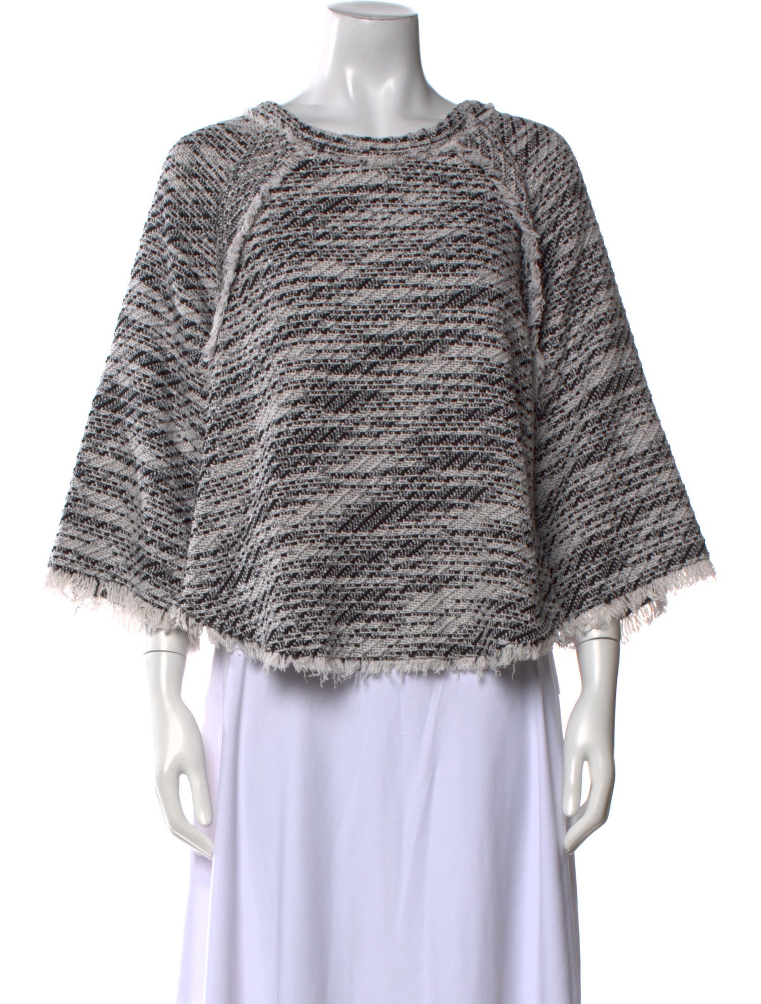 Iro Tweed Pattern Poncho