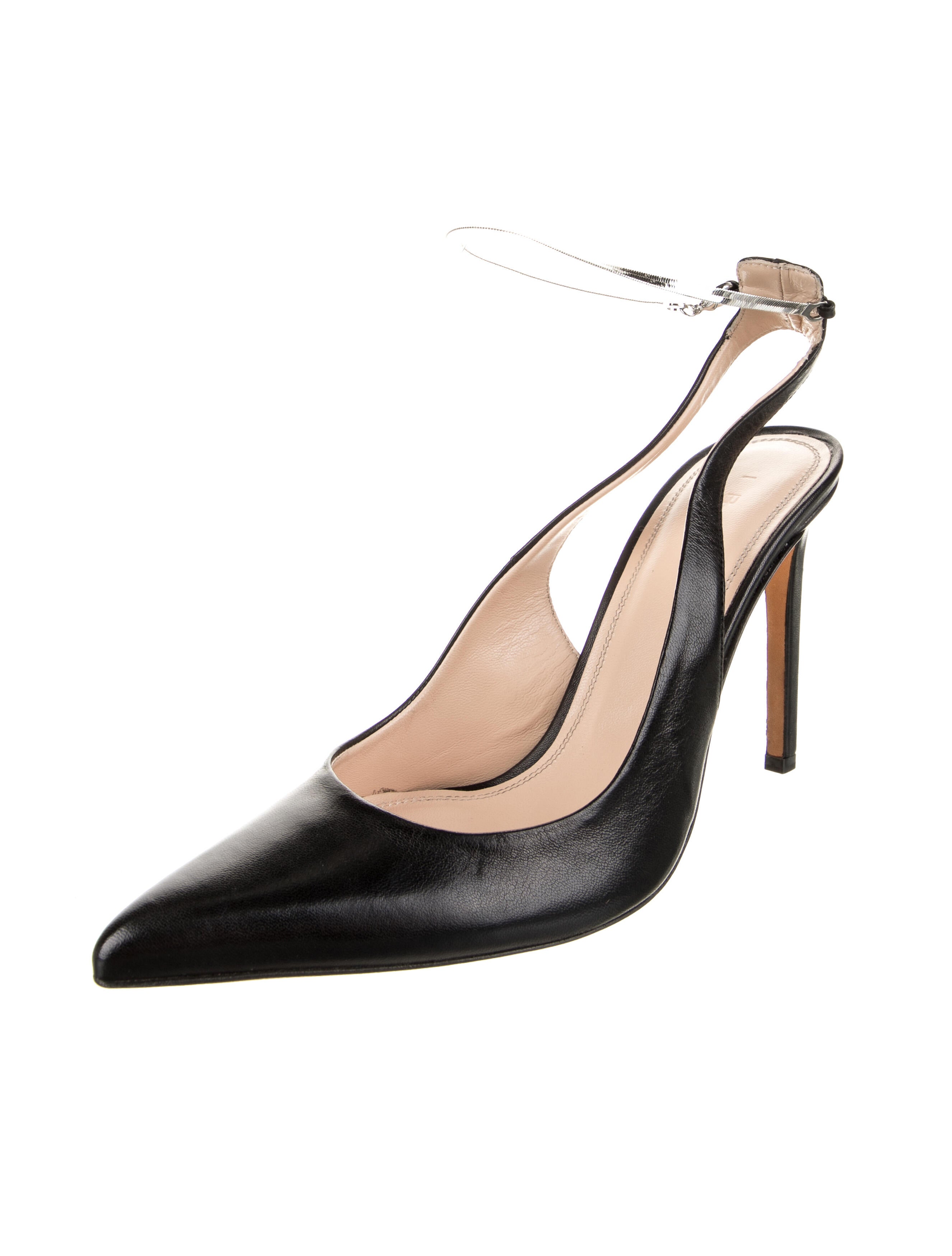Iro Leather Chain-Link Accents Slingback Pumps