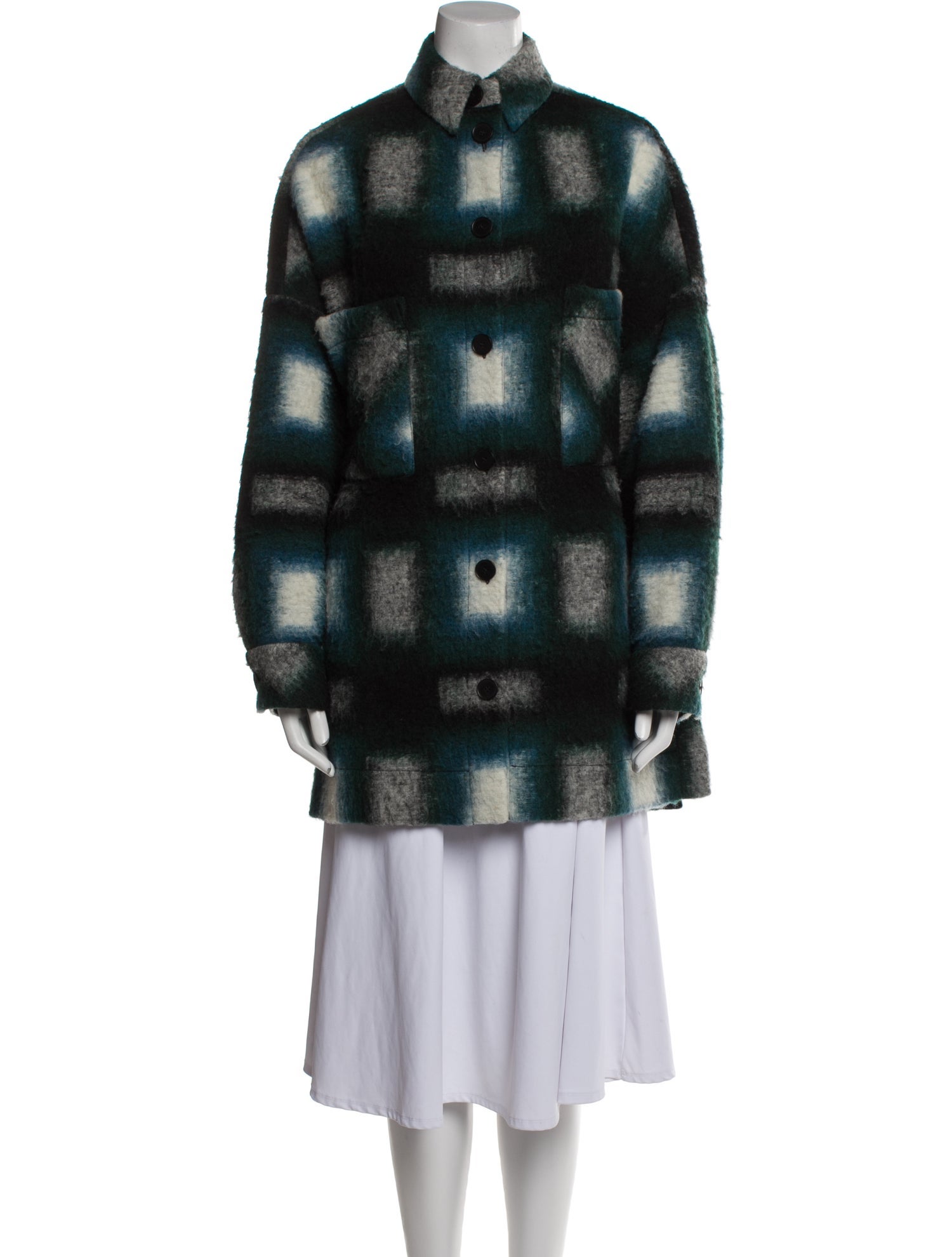 Iro Wool Plaid Print Coat