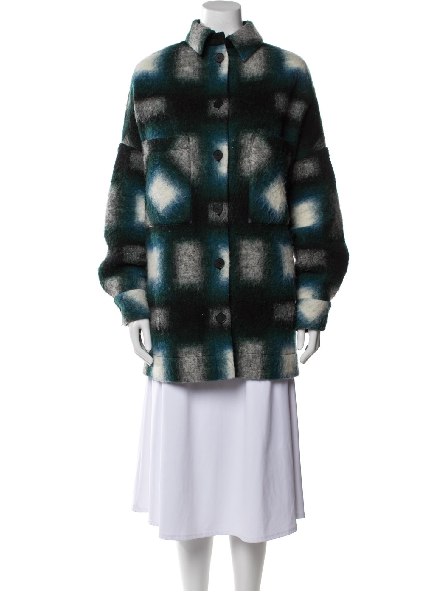 Iro Wool Plaid Print Coat