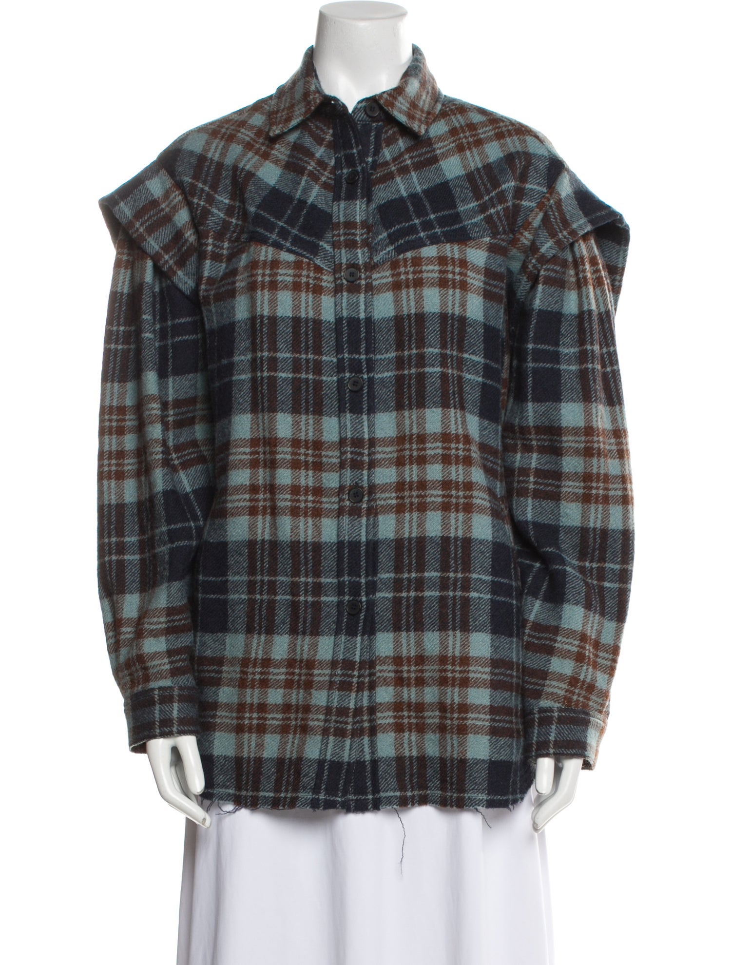 Iro Virgin Wool Plaid Print Jacket