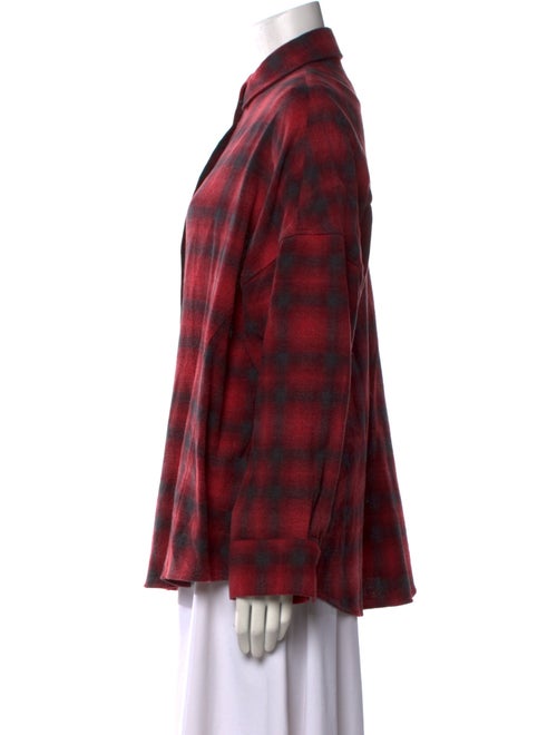Iro Plaid Print Long Sleeve Button-Up Top