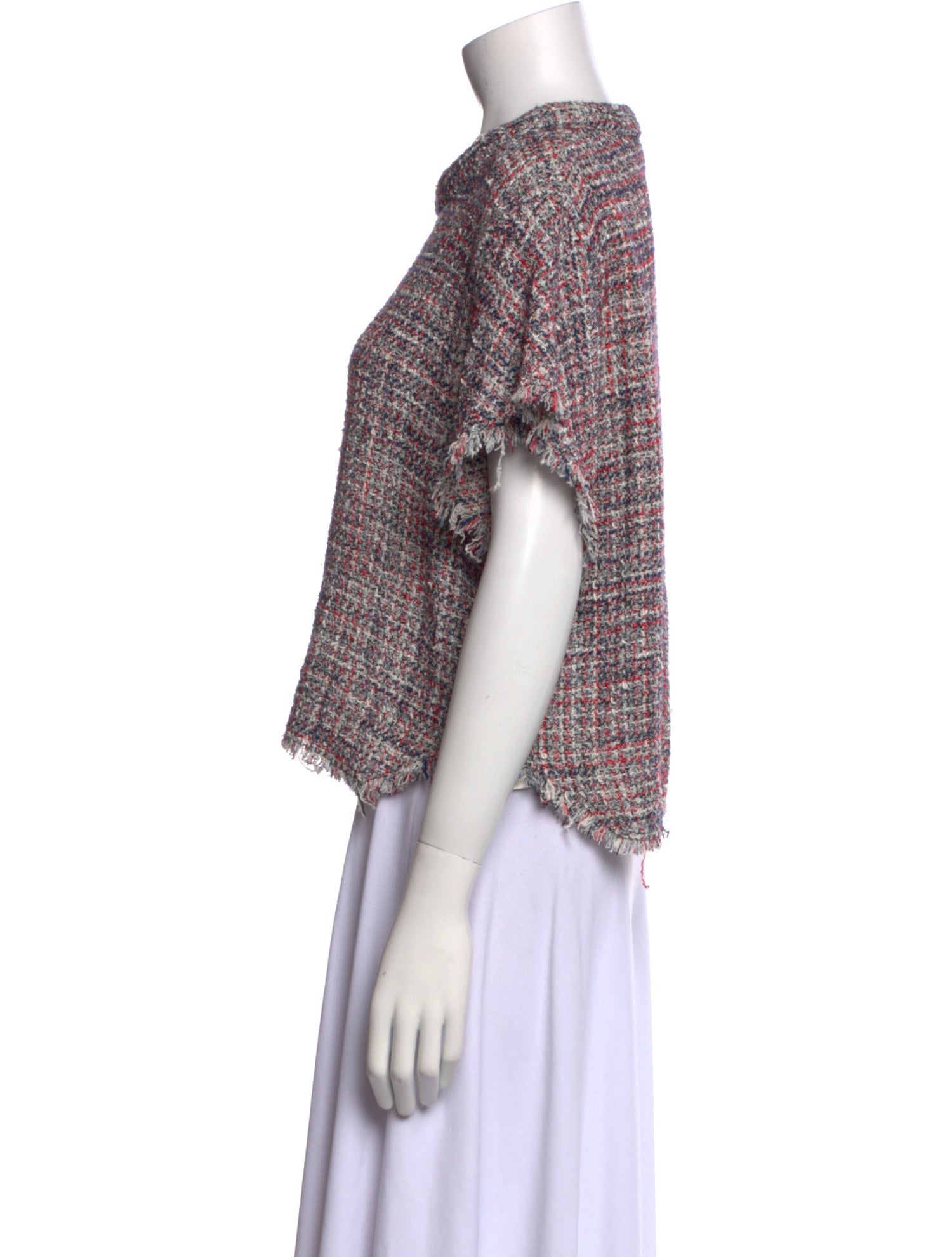 Iro Tweed Pattern Crew Neck Crop Top