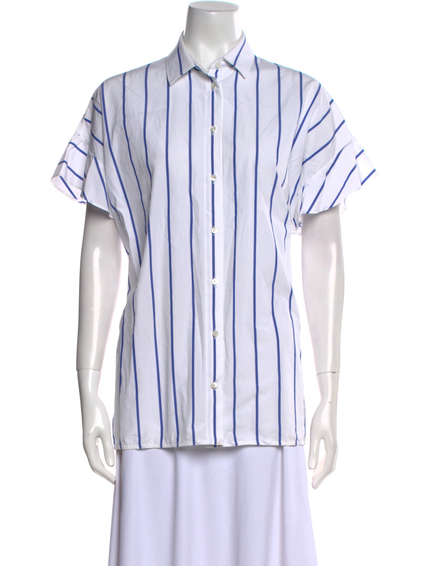 Iro Striped Short Sleeve Button-Up Top