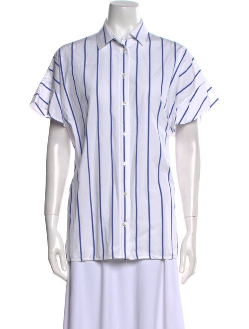 Iro Striped Short Sleeve Button-Up Top