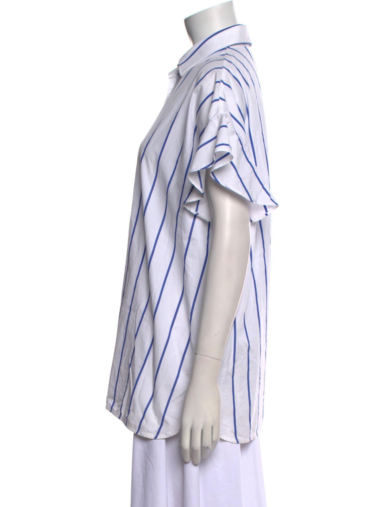 Iro Striped Short Sleeve Button-Up Top