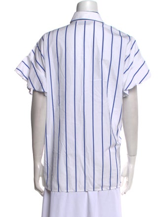 Iro Striped Short Sleeve Button-Up Top