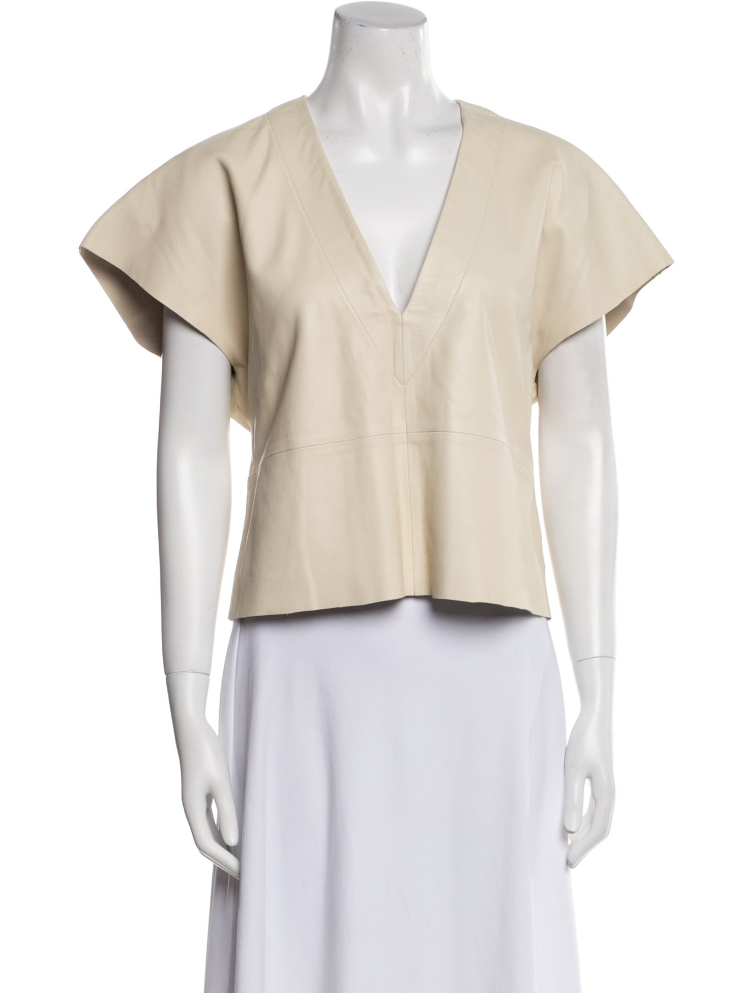 Iro Lamb Leather V-Neck Crop Top