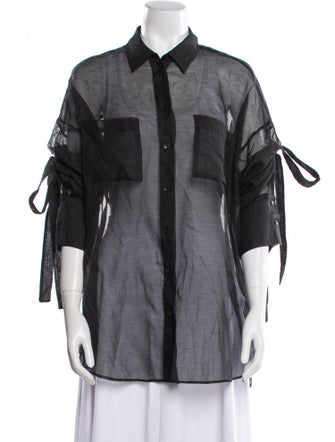 Iro Silk Three-Quarter Sleeve Button-Up Top