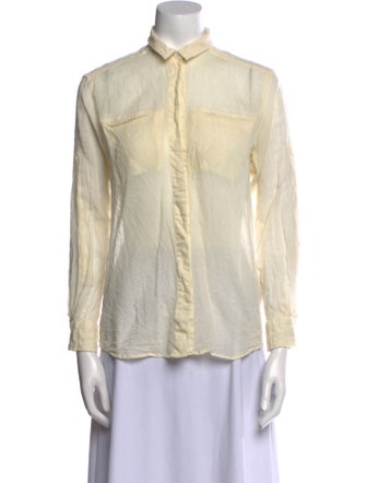 Iro Wool Long Sleeve Button-Up Top