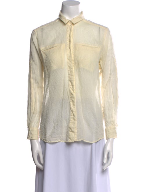 Iro Wool Long Sleeve Button-Up Top