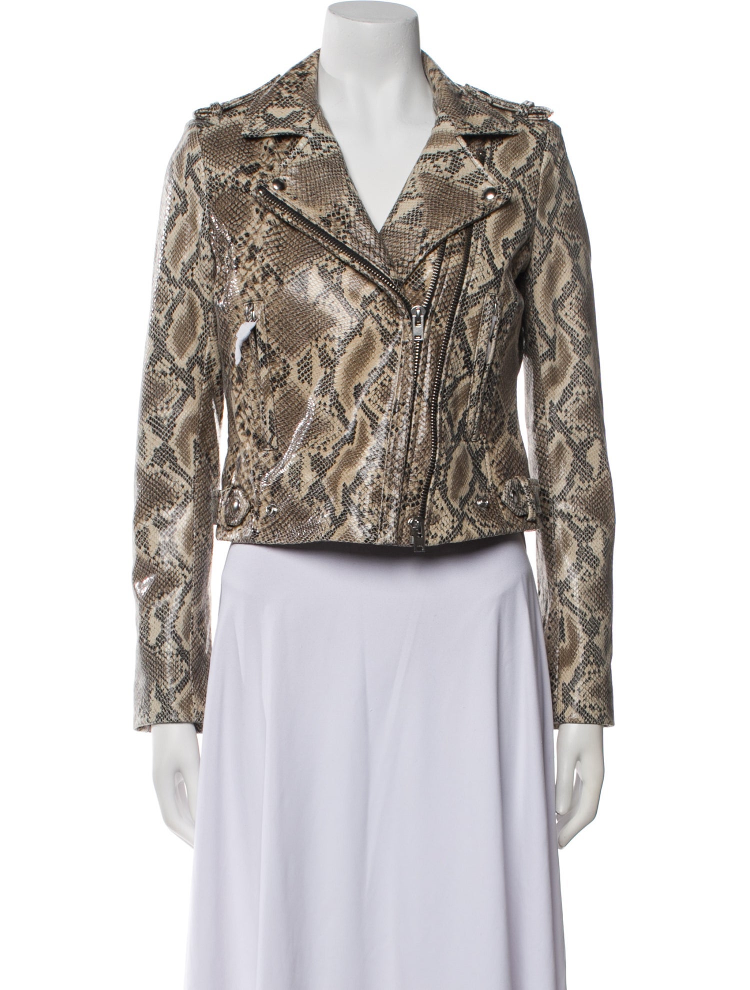 Iro Leather Animal Print Biker Jacket
