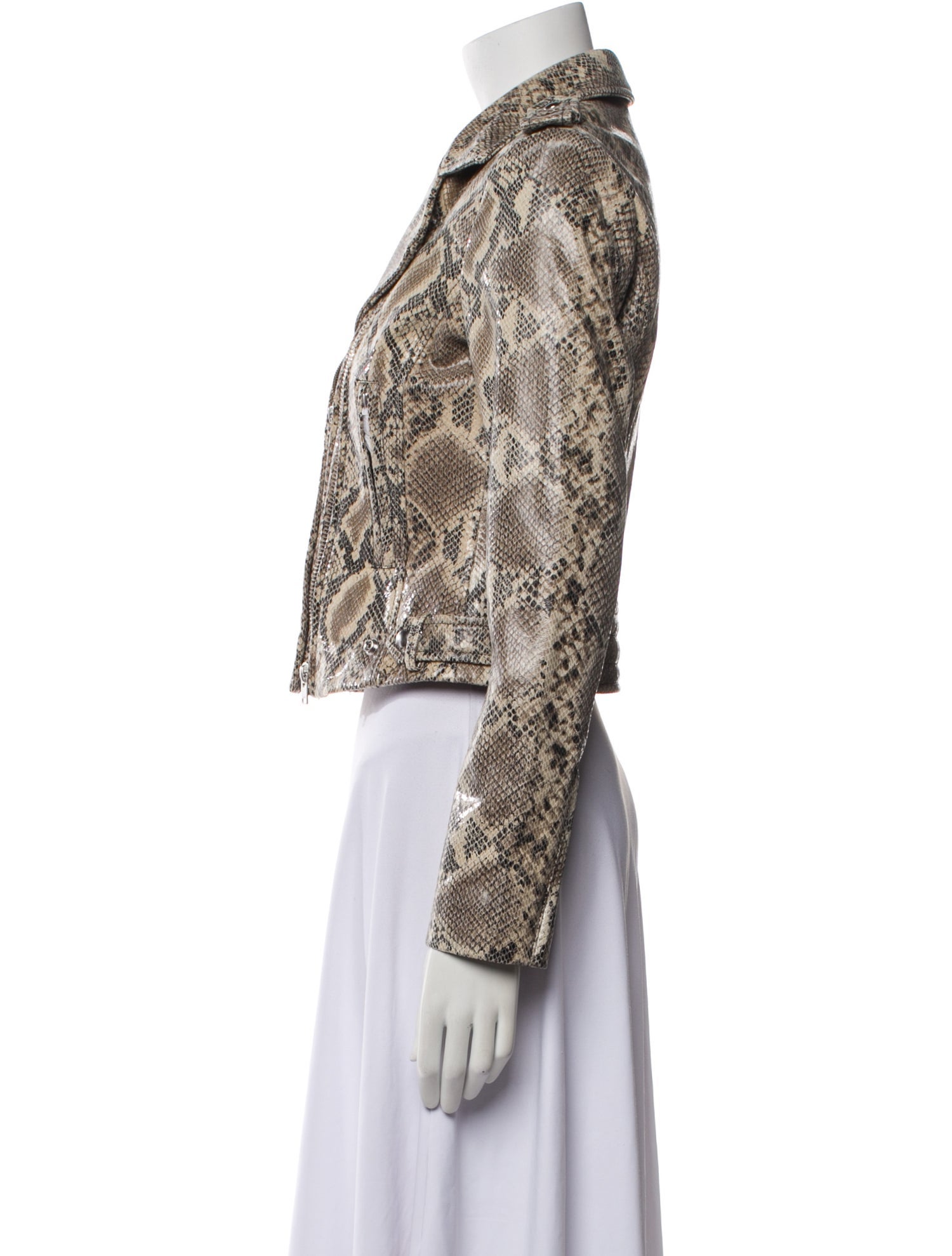 Iro Leather Animal Print Biker Jacket