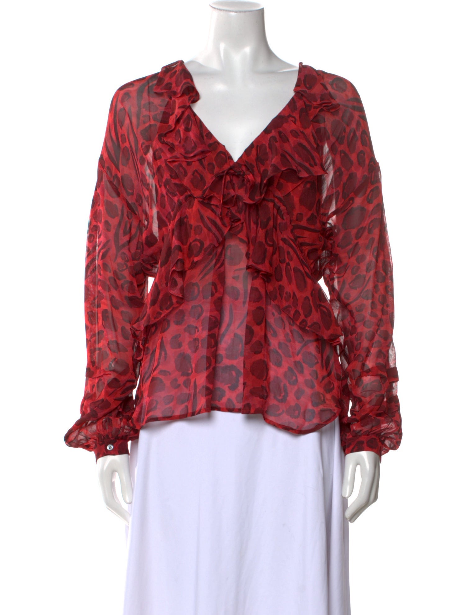 Iro Animal Print V-Neck Blouse
