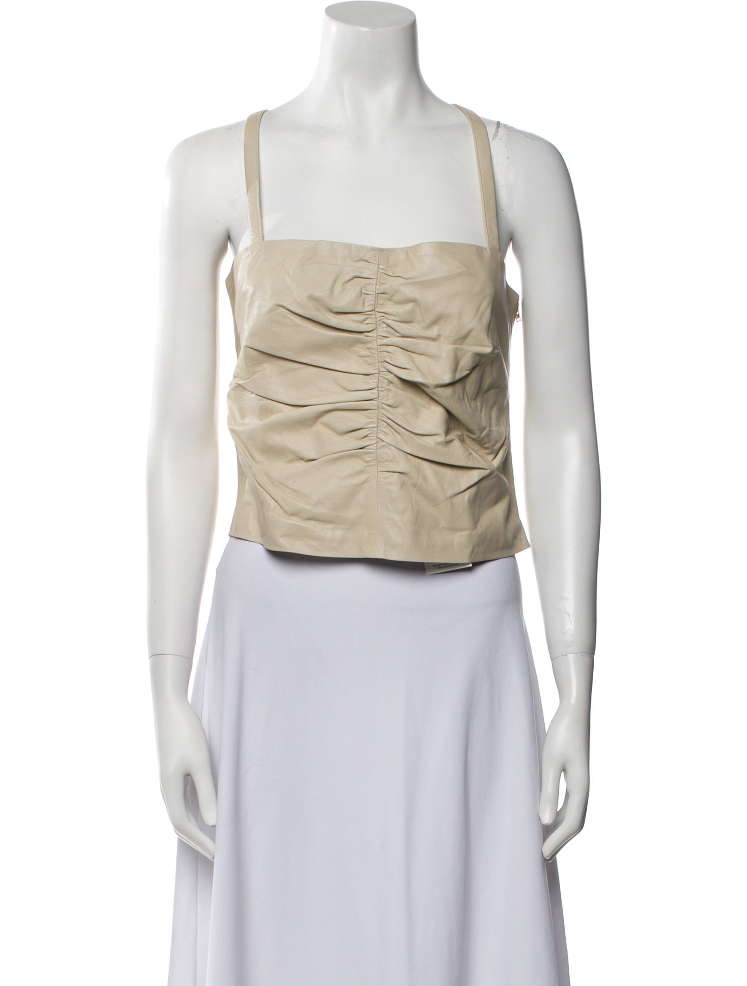 Iro Lamb Leather Square Neckline Crop Top