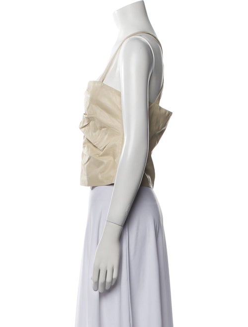 Iro Lamb Leather Square Neckline Crop Top