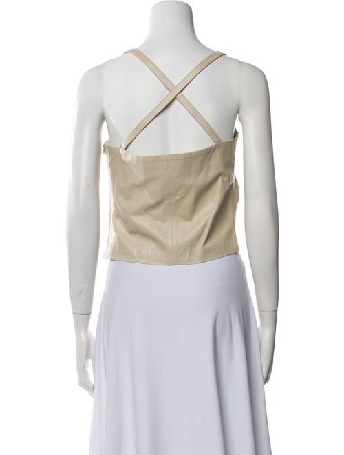 Iro Lamb Leather Square Neckline Crop Top