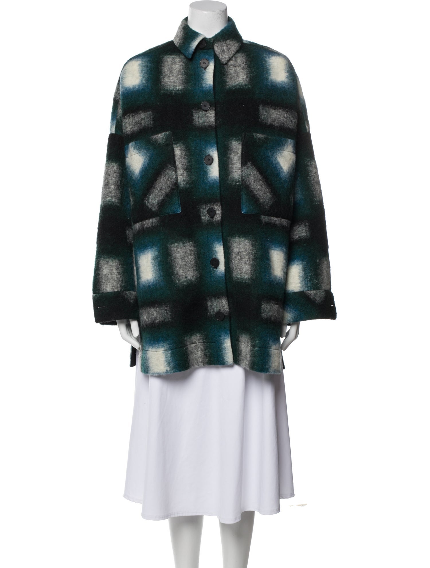 Iro Wool Plaid Print Coat