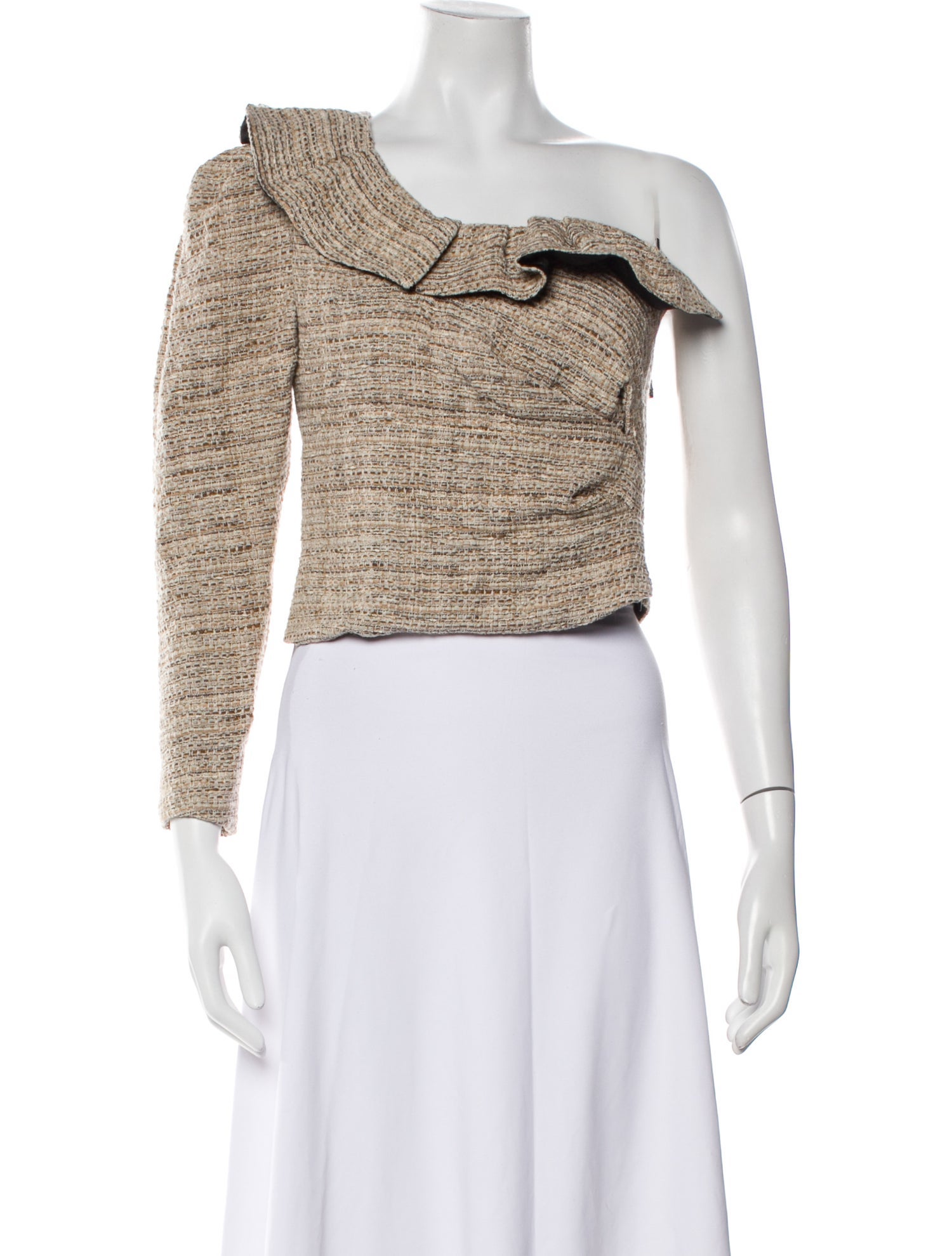 Iro One-Shoulder Long Sleeve Crop Top