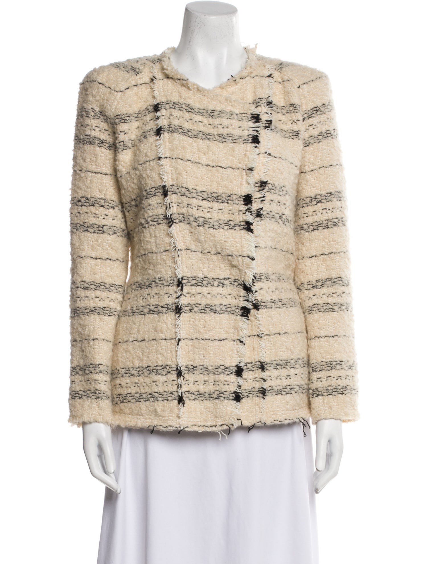 Iro Tweed Pattern Faux Fur Jacket