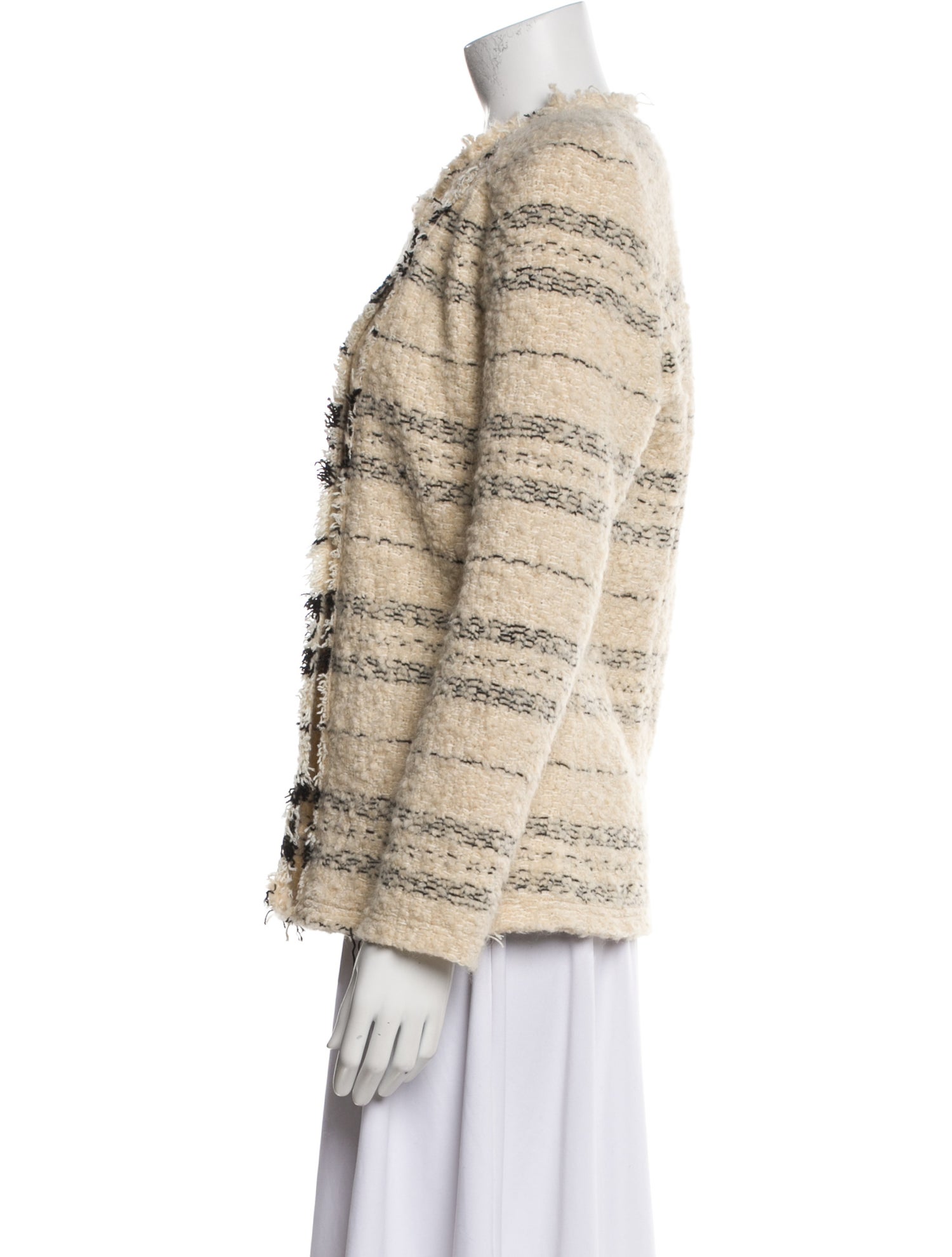 Iro Tweed Pattern Faux Fur Jacket